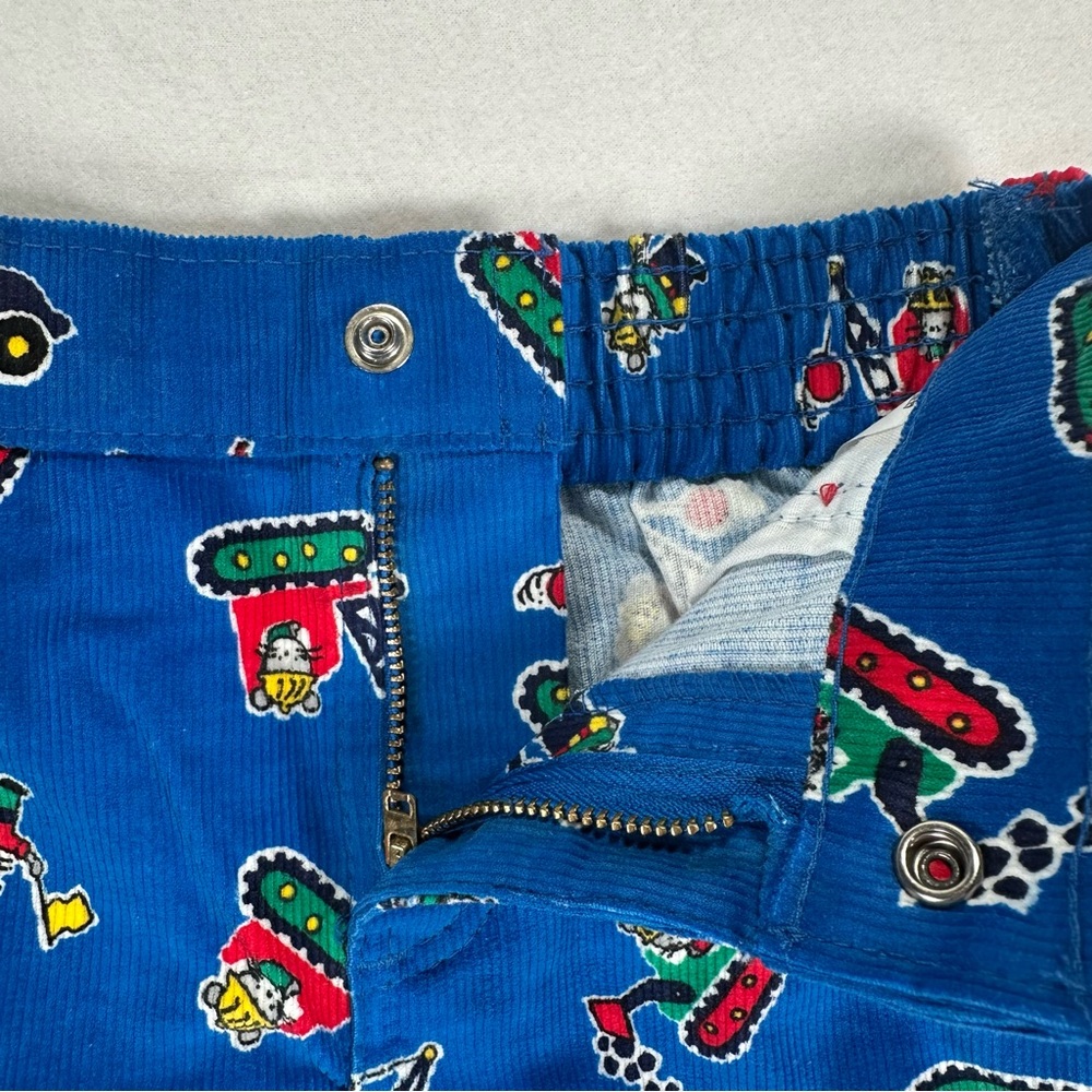 Vintage OshKosh B'gosh Blue Construction Print Corduroy Pants USA 24 Months - Picture 6 of 9